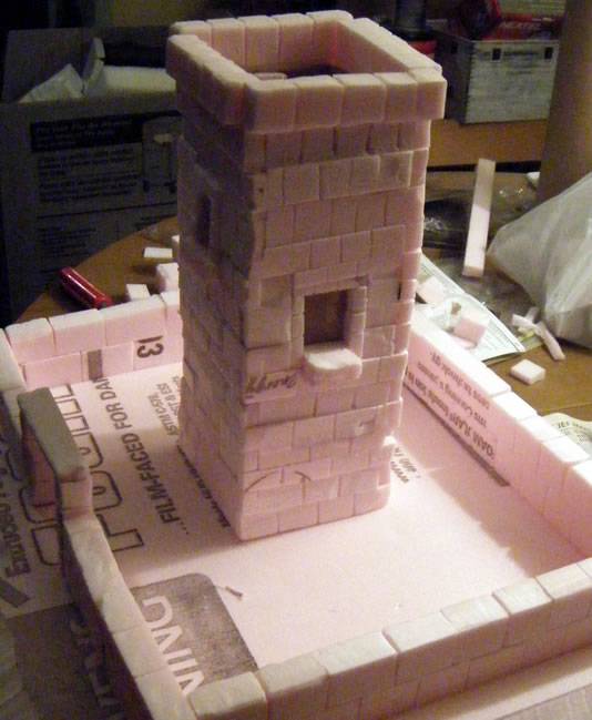 Foam tower in progress